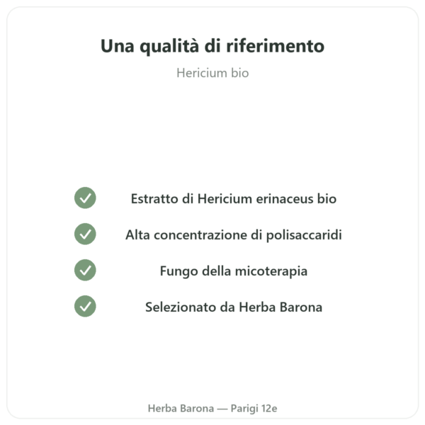 Hericium bio 500mg estratto alta concentrazione – 60 capsule qualità Paris Herba Barona