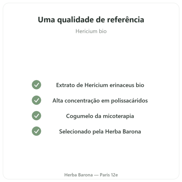Hericium Bio 500mg Extrato Alta Concentração – 60 Cápsulas qualidade Paris Herba Barona