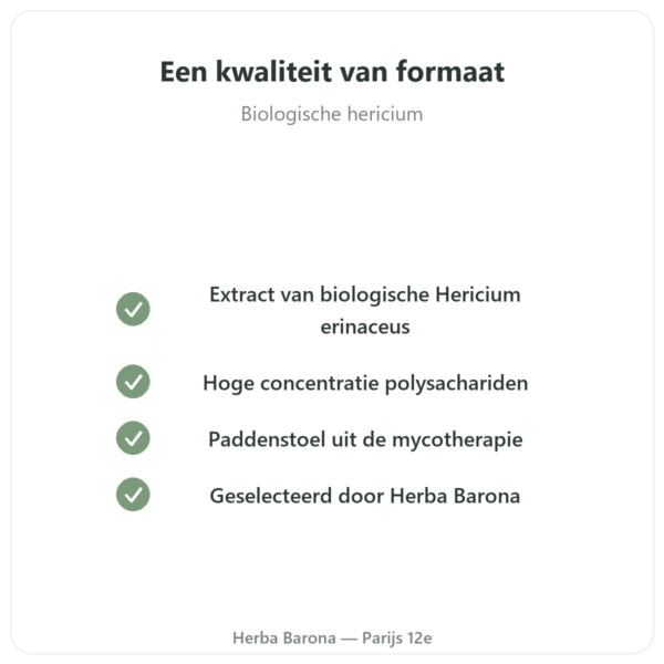 Hericium Leeuwenmanen Bio 500mg – 60 capsules kwaliteit Paris Herba Barona