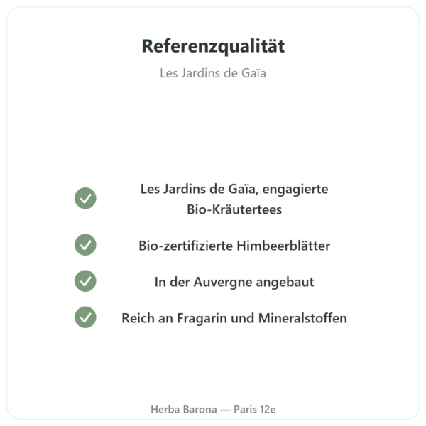 Himbeerblätter Bio – Les Jardins de Gaïa – 50 g Qualität Paris Herba Barona