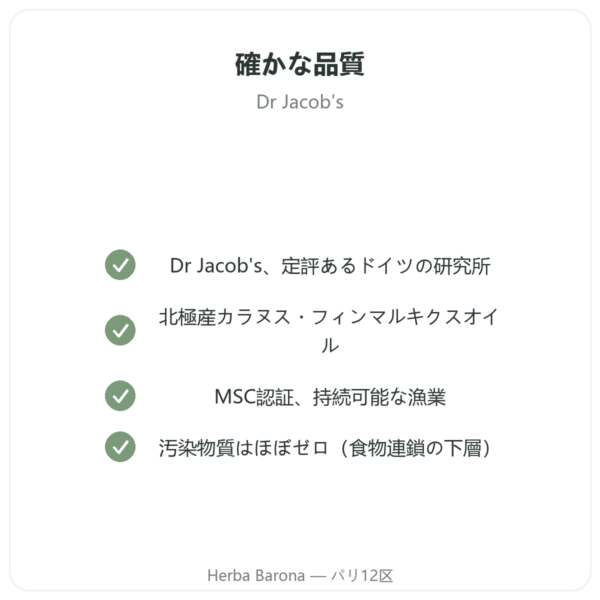 カラヌスオイル – Dr Jacob's – 60カプセル quality Paris Herba Barona