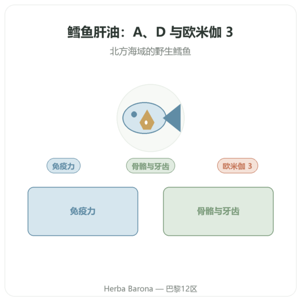 鳕鱼肝油 500 mg 60粒胶囊 DYNVEO 产品展示 Paris Herba Barona