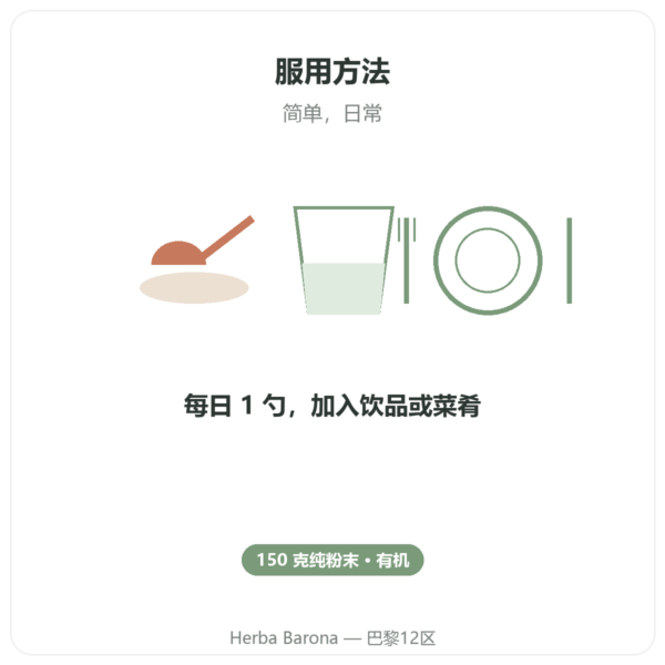 有机胡芦巴粉 – Ayur-vana – 150 克 使用方法与建议剂量 Paris Herba Barona