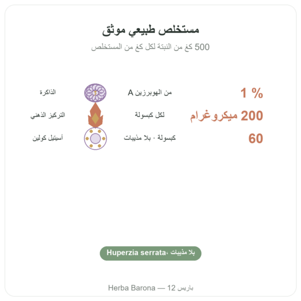 هوبرزين A – Dynveo – 60 كبسولة الفوائد والمعطيات الرئيسية Paris Herba Barona