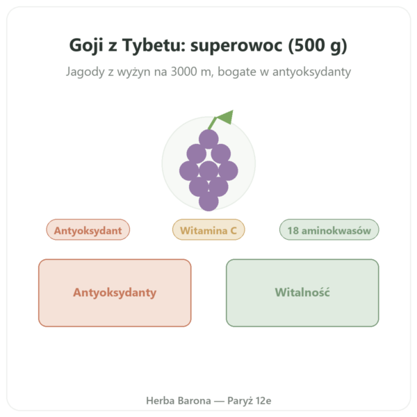 Jagody Goji z Tybetu 500 g prezentacja Paris Herba Barona