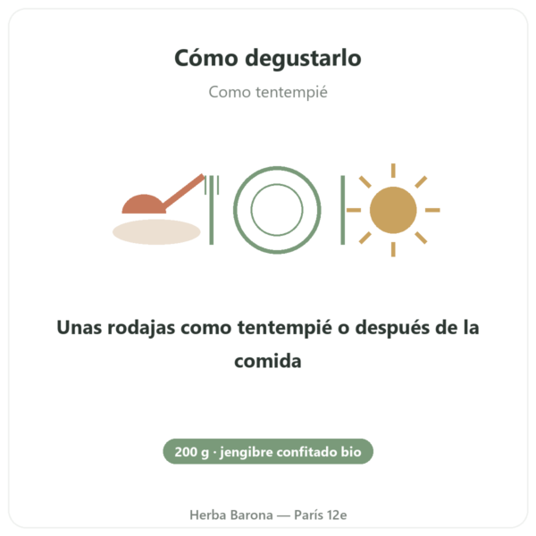 Jengibre Confitado Bio – 200 g – Saldac modo de empleo y dosis Paris Herba Barona