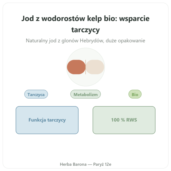 Jod z alg Kelp bio Dynveo – 150 µg – 180 kapsułek prezentacja Paris Herba Barona