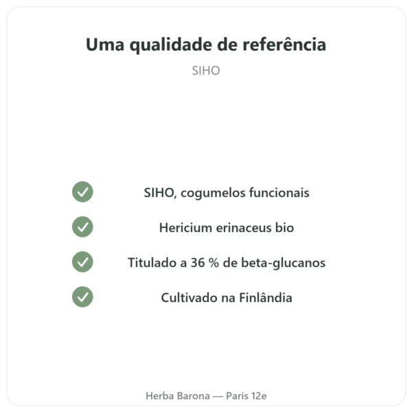 Juba de Leão Bio – SIHO 60 cápsulas qualidade Paris Herba Barona