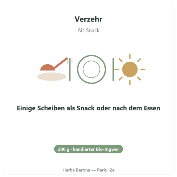 Kandierter Bio-Ingwer 200 g – SALDAC Anwendung und Dosierung Paris Herba Barona