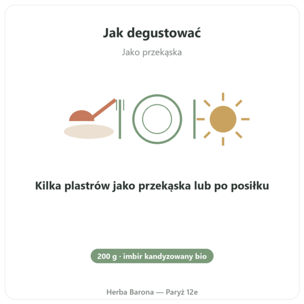 Kandyzowany imbir BIO 200 g SALDAC sposób użycia i dawkowanie Paris Herba Barona