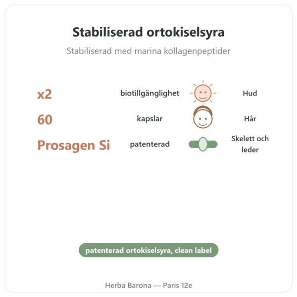 Kisel Prosagen Si Dynveo 60 kapslar fördelar och nyckelfakta Paris Herba Barona