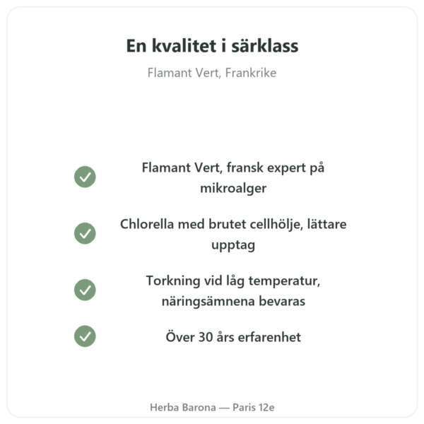 Klorella – Flamant Vert – 180 tabletter kvalitet Paris Herba Barona