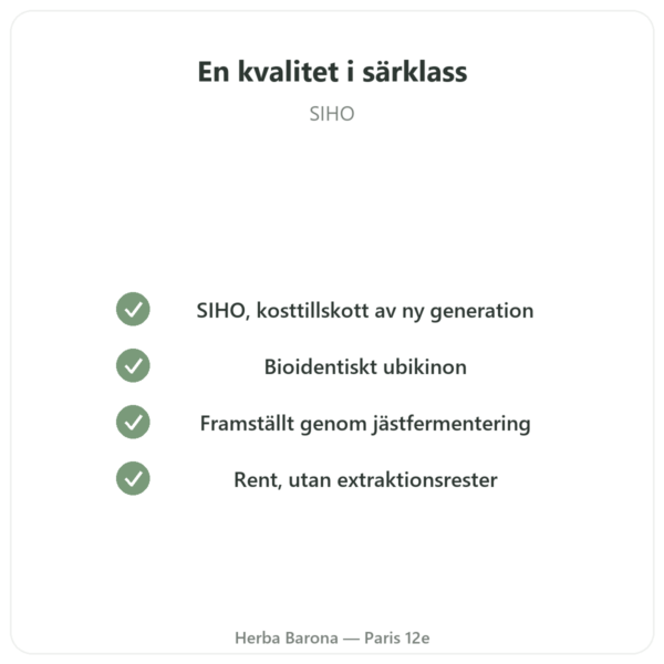 Koenzym Q10 – SIHO – 200 mg – 60 kapslar kvalitet Paris Herba Barona