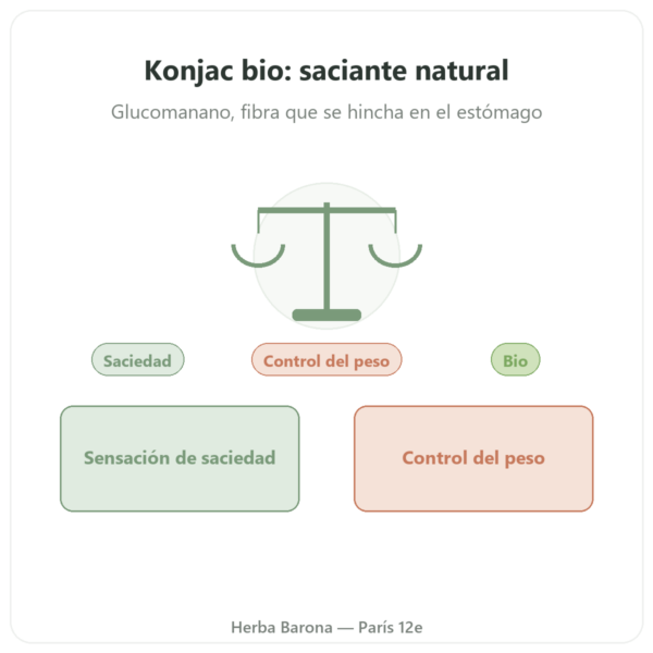 Konjac Bio 60 Cápsulas – Vecteur Santé – Saciante Natural Glucomanano presentación Paris Herba Barona