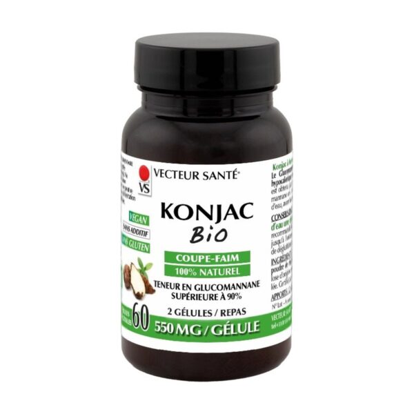 Konjac bio 60 gélules Vecteur Santé coupe-faim glucomannane Paris Herba Barona