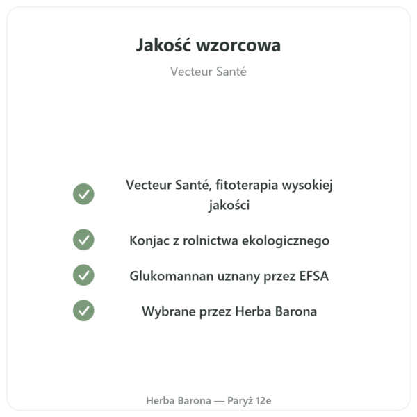 Konjac bio 60 kapsułek - Vecteur Santé - Naturalny tłumik apetytu glukomannan jakość Paris Herba Barona