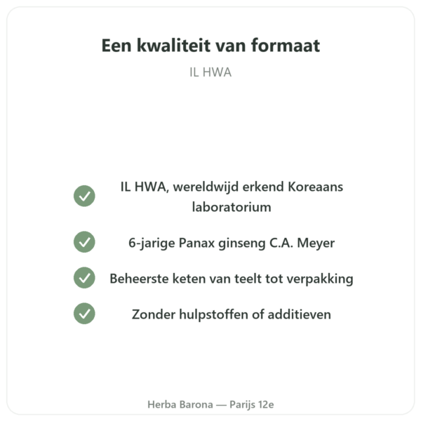 Koreaanse ginseng 100 capsules 500mg IL HWA Korea - Adaptogeen kwaliteit Paris Herba Barona