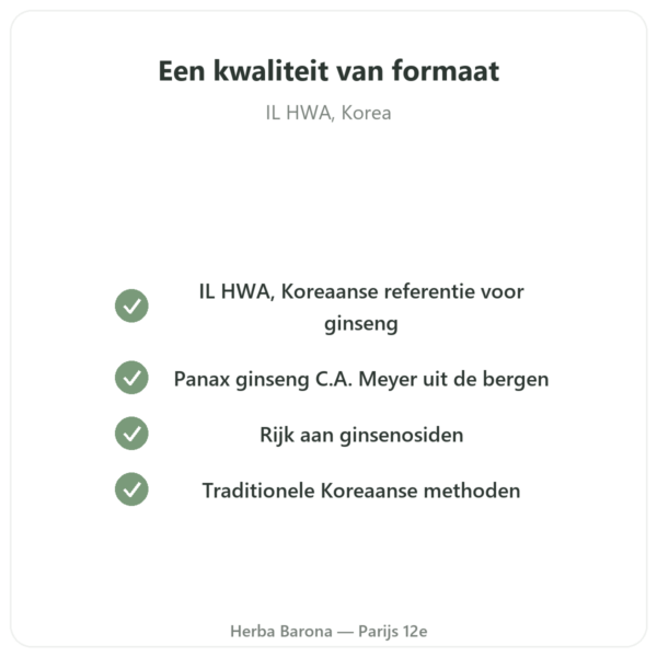 Koreaanse Ginseng 50 Capsules 500mg IL HWA Korea – Adaptogeen kwaliteit Paris Herba Barona