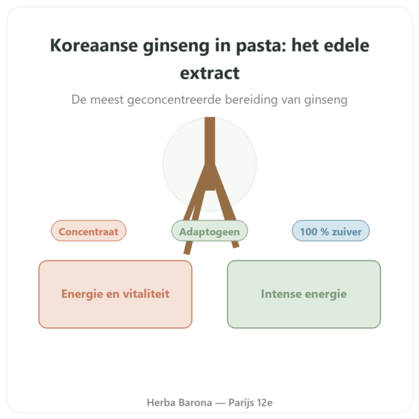 Koreaanse Ginseng in pasta puur Koreaans extract iL HWA – pot van 30 g presentatie Paris Herba Barona