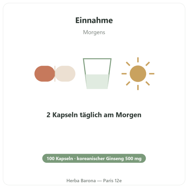 Koreanischer Ginseng 100 Kapseln 500mg – IL HWA – Adaptogen Anwendung und Dosierung Paris Herba Barona