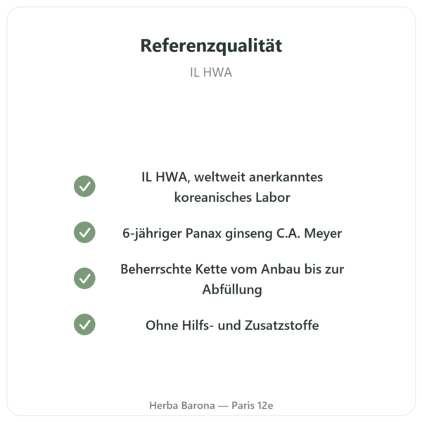 Koreanischer Ginseng 100 Kapseln 500mg – IL HWA – Adaptogen Qualität Paris Herba Barona