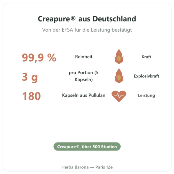 Kreatin-Monohydrat Creapure® – Dynveo – 180 Kapseln Vorteile und Fakten Paris Herba Barona