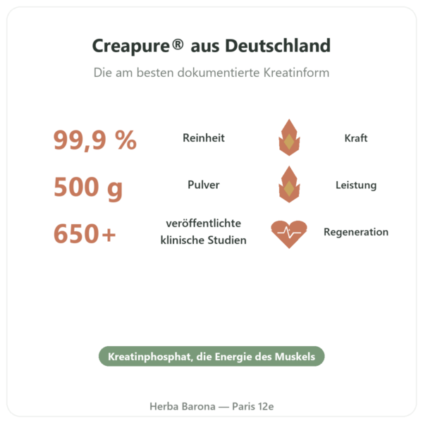 Kreatin-Monohydrat Creapure® – 500 g – Nutrend Vorteile und Fakten Paris Herba Barona