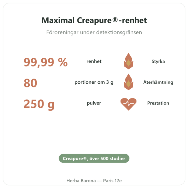 Kreatinmonohydrat Creapure® pulver – Dynveo – 250 g fördelar och nyckelfakta Paris Herba Barona