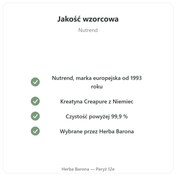 Kreatyna Monohydrat Creapure® 500 g – Nutrend jakość Paris Herba Barona