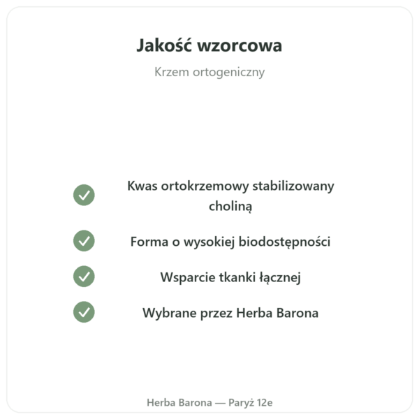 Krzem Organiczny Ortogeniczny 50 mg – 60 kapsułek jakość Paris Herba Barona