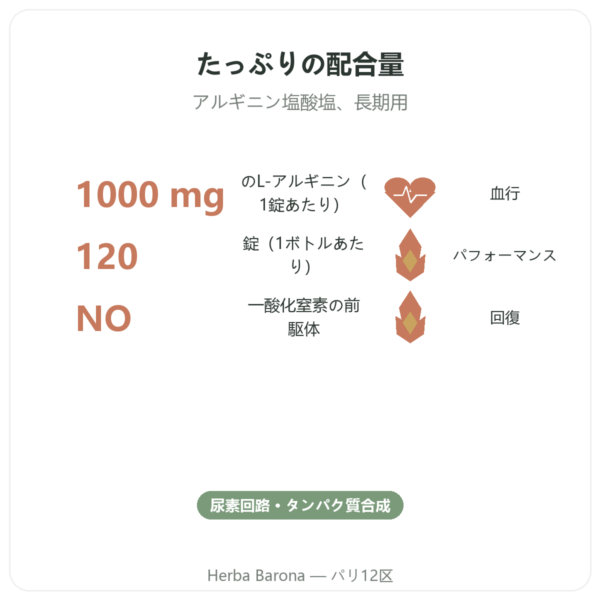 アルギニン – 1 000 mg – Now Foods – 120錠 benefits and key facts Paris Herba Barona