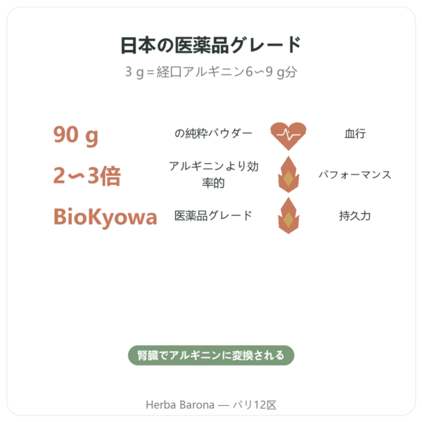 L-シトルリン パウダー BioKyowa 90 g – Nutrimuscle benefits and key facts Paris Herba Barona