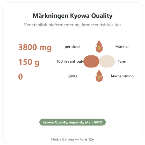 L-Glutamin Dynveo PULVER Kyowa Quality 150 g fördelar och nyckelfakta Paris Herba Barona