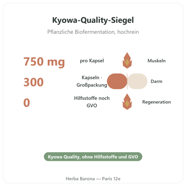 L-Glutamin Kyowa Quality® – Dynveo – 750 mg – 300 Kapseln Vorteile und Fakten Paris Herba Barona