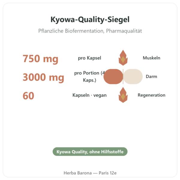 L-Glutamin Kyowa Quality® – Dynveo – 750 mg – 60 Kapseln Vorteile und Fakten Paris Herba Barona