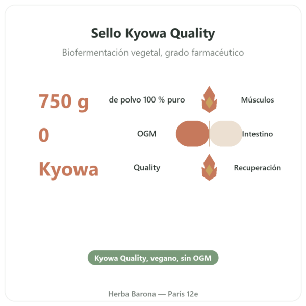 L-Glutamina polvo Dynveo Kyowa Quality 750g beneficios y datos clave Paris Herba Barona