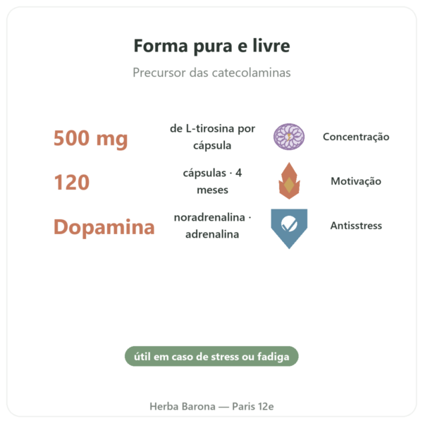 L-Tirosina 500 mg – 120 Cápsulas – Doctor's Best – Comprar benefícios e dados principais Paris Herba Barona