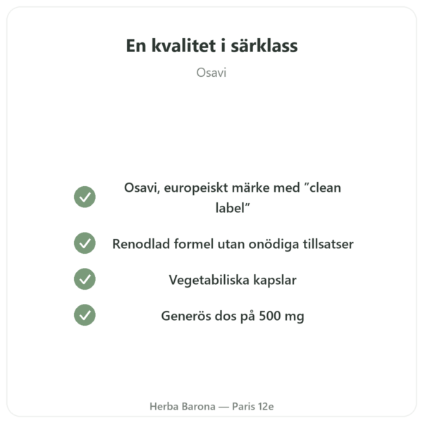 L-Tryptofan 500 mg - Osavi - 60 vegetabiliska kapslar kvalitet Paris Herba Barona