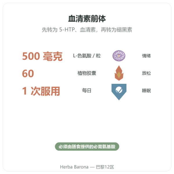 L-色氨酸 500毫克 - Osavi - 60粒植物胶囊 功效与数据 Paris Herba Barona