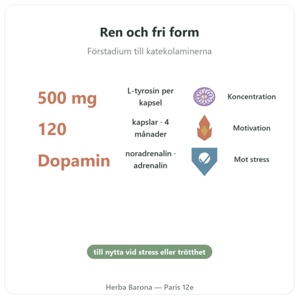 L-Tyrosin 500 mg 120 kapslar Doctor's Best – Aminosyra fördelar och nyckelfakta Paris Herba Barona