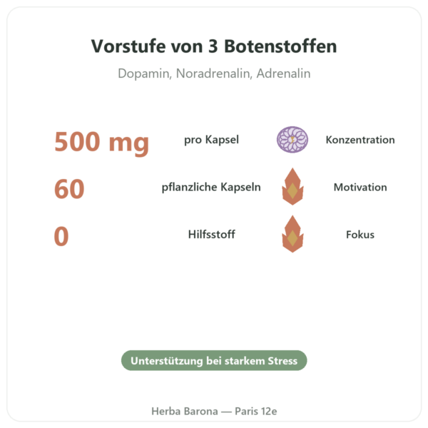 L-Tyrosin – Dynveo – 500 mg – 60 Kapseln Vorteile und Fakten Paris Herba Barona