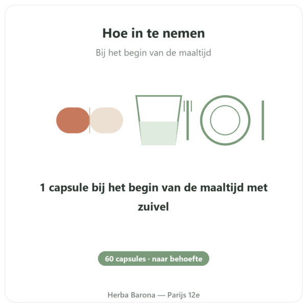 Lactase Dynveo 5000 ALU - 60 capsules - Tolérase® L gebruiksaanwijzing en dosering Paris Herba Barona