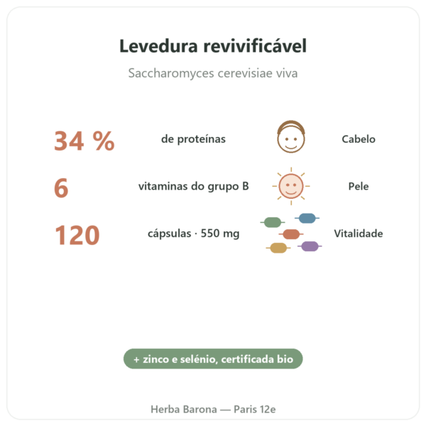 Levedura de Cerveja Bio Dynveo 120 Cápsulas 550mg benefícios e dados principais Paris Herba Barona