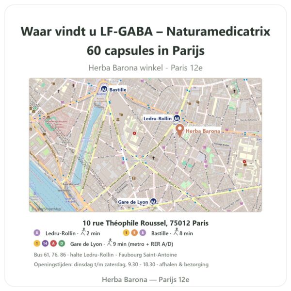 Waar vindt u LF-GABA – Naturamedicatrix 60 capsules in Parijs - winkelplattegrond Herba Barona Paris 12e
