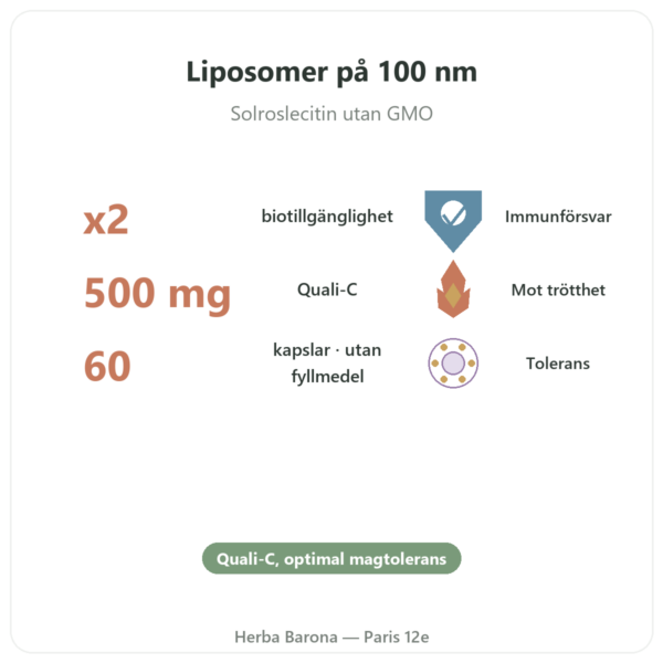 Liposomalt C-vitamin – 60 kapslar – Dynveo fördelar och nyckelfakta Paris Herba Barona