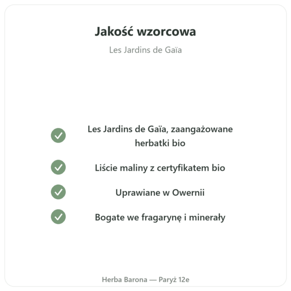 Liście Malinowca Bio – Les Jardins de Gaïa – 50 g jakość Paris Herba Barona