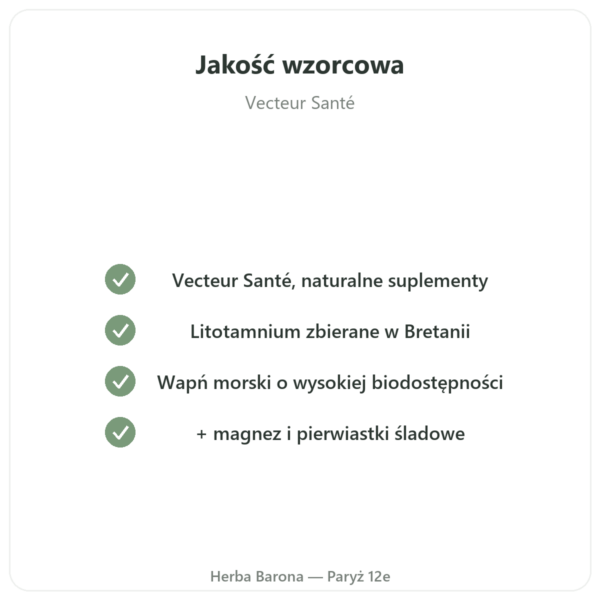 Lithothamnium bretońskie 500 mg – 80 kapsułek – Vecteur Santé jakość Paris Herba Barona