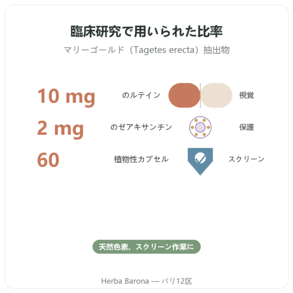 ルテイン 10mg ゼアキサンチン 2mg – Dynveo – 60カプセル benefits and key facts Paris Herba Barona
