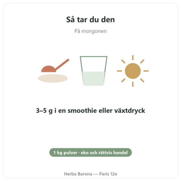 Maca Bio pulver Pederoso – Saldac – 1 kg användning och dosering Paris Herba Barona
