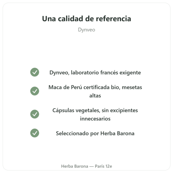 Maca BIO concentrada 500mg – 60 cápsulas – Dynveo calidad Paris Herba Barona